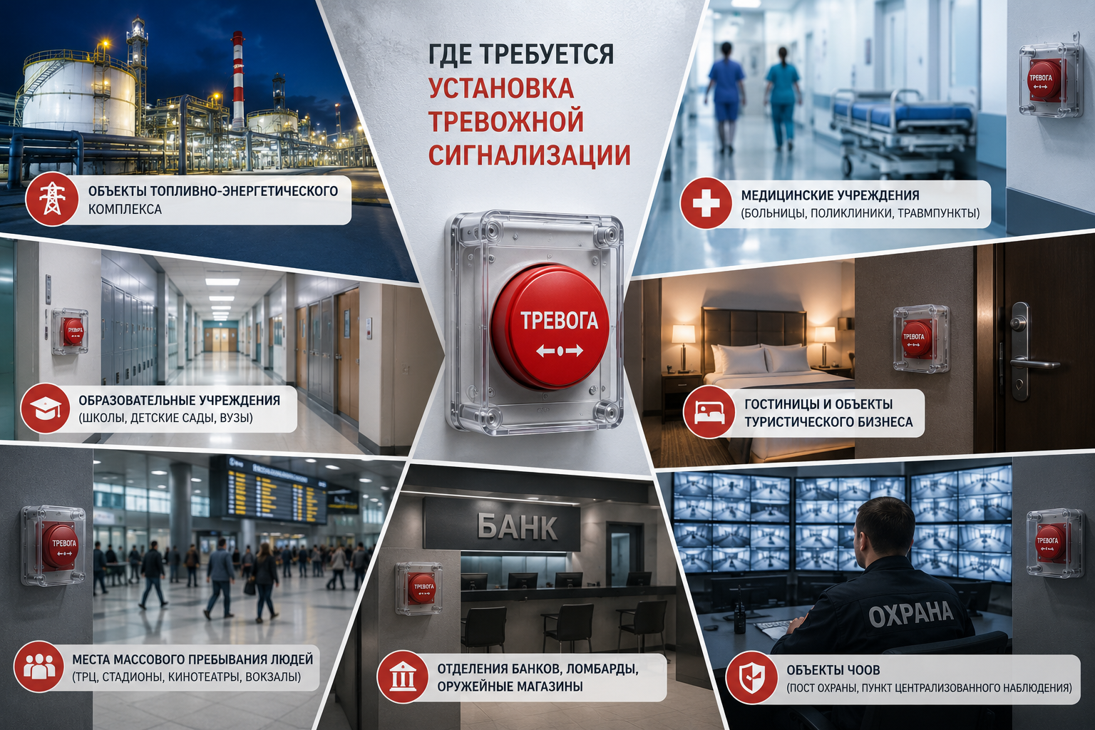 Где и на каких объектах требуется установка тревожной сигнализации