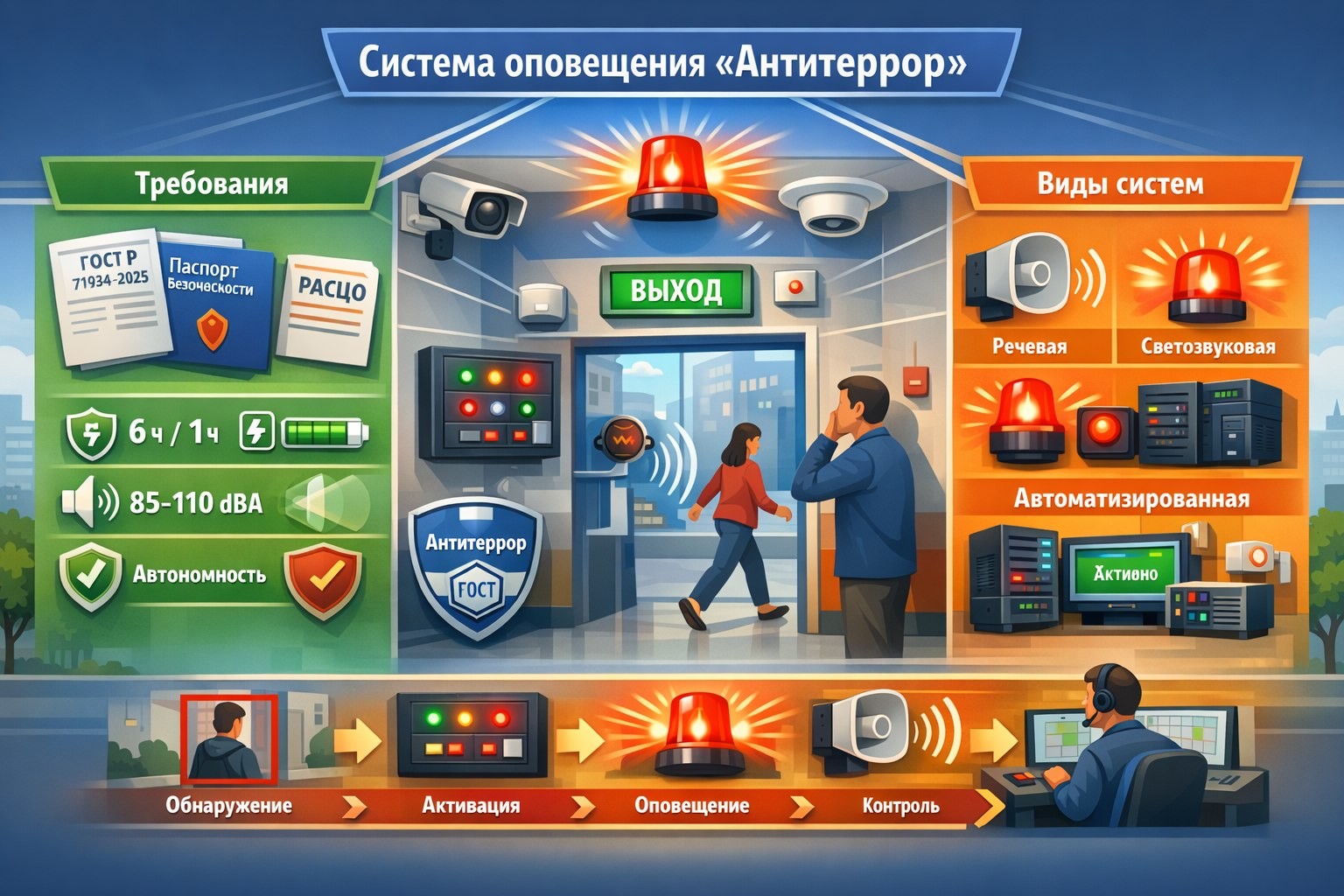 Система оповещения Антитеррор: требования, виды и принцип работы антитеррористической защиты объектов