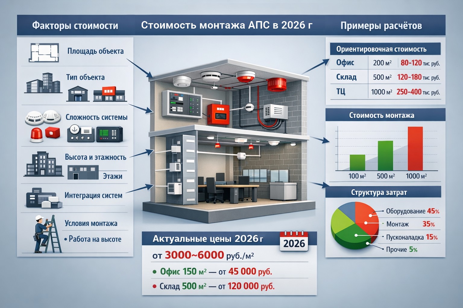 Стоимость монтажа пожарной сигнализации в 2026 году: актуальные цены и примеры расчетов Стоимость монтажа пожарной сигнализации в 2026 году