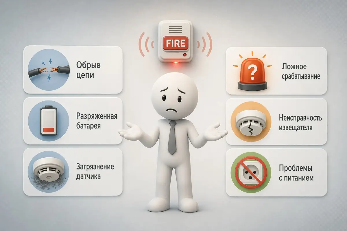 Не работает пожарная сигнализация: причины неисправности и что делать