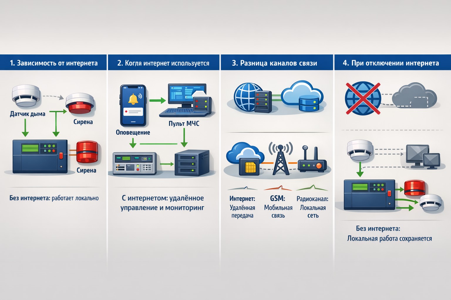 Зависимость пожарной сигнализации от интернета и внешних сетей Зависимость пожарной сигнализации от интернета и внешних сетей
