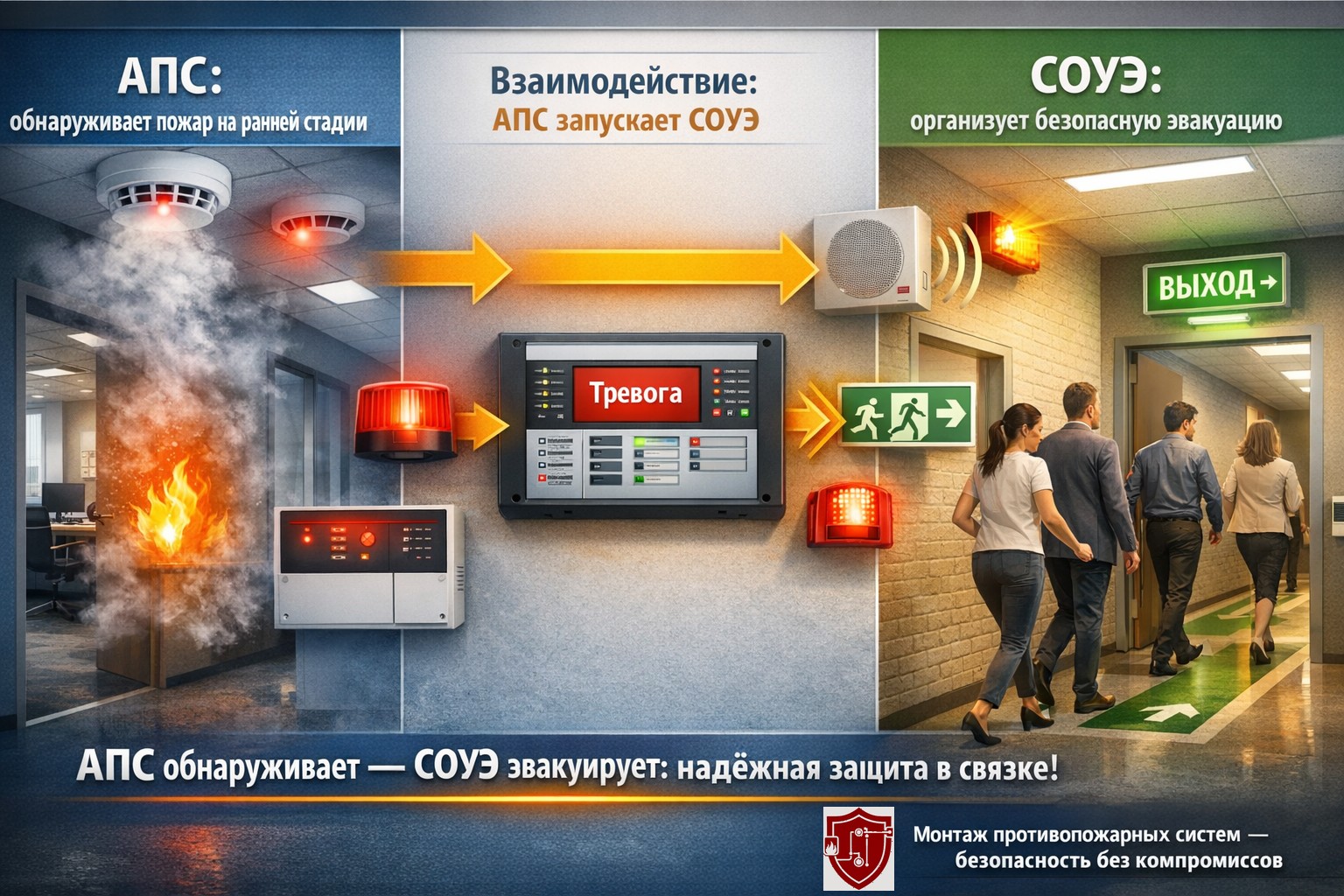 Чем отличается система оповещения от пожарной сигнализации и как они работают вместе