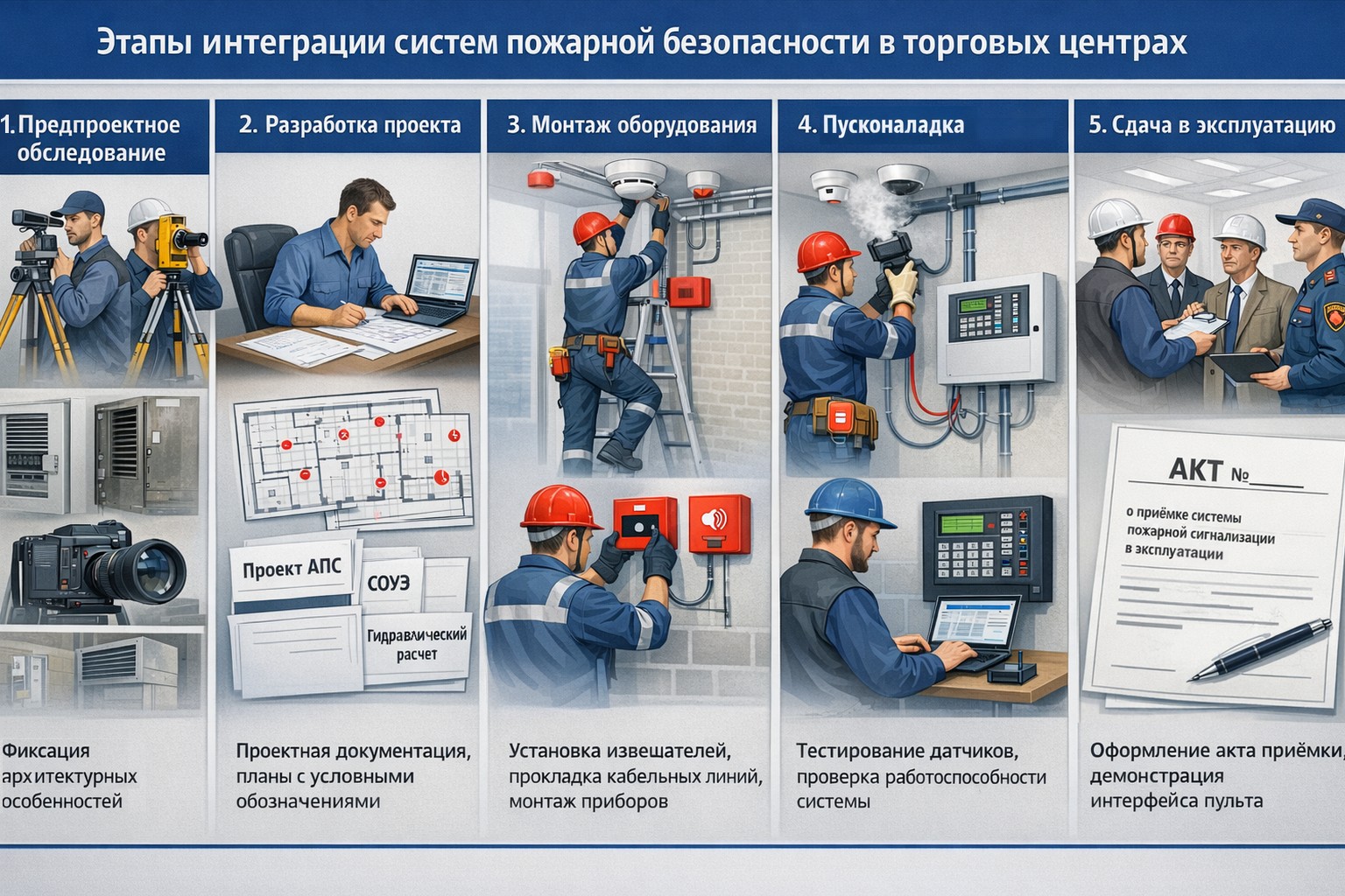 Этапы интеграции систем пожарной безопасности в торговых центрах