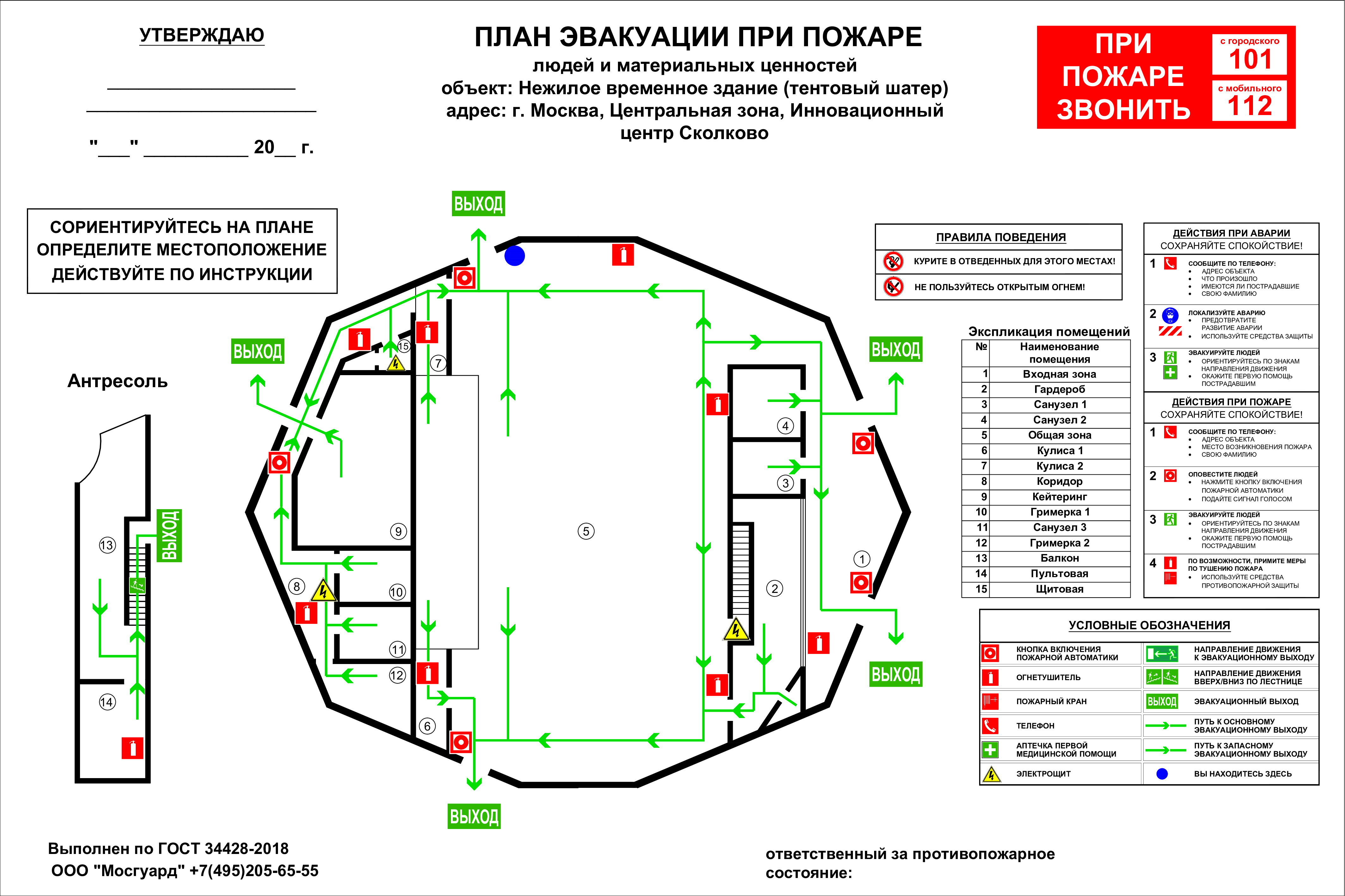 План эвакуации при пожаре образец