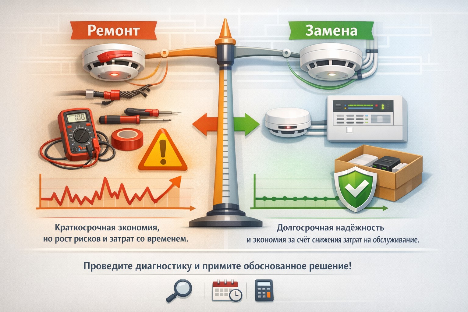 Вывод: что выбрать - ремонт или новую систему пожарной сигнализации Вывод: что выбрать - ремонт или новую систему пожарной сигнализации